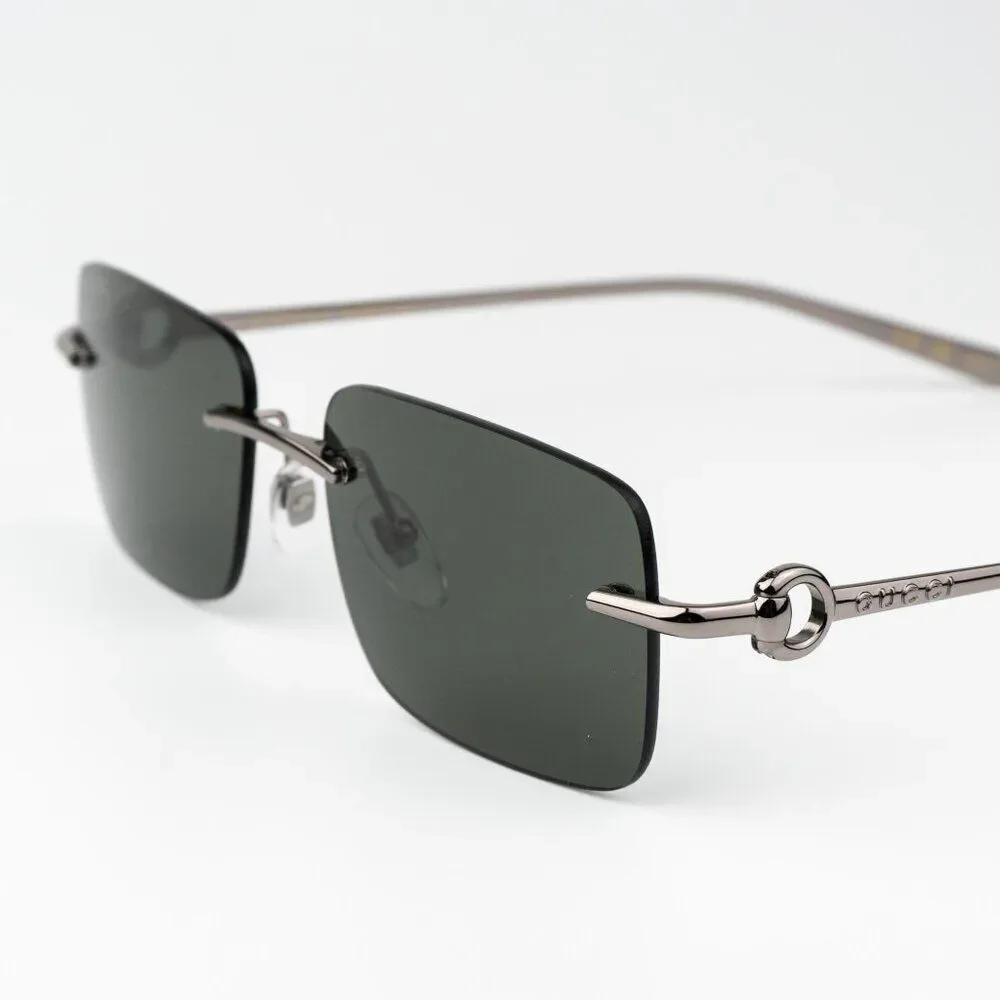 Gucci Men Sunglasses Ruthenium Grey Rectangle GG1703S 001 BRAND NEW
